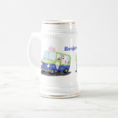 かわいいハッピークリームトラック漫画 ビールジョッキ (正面左)