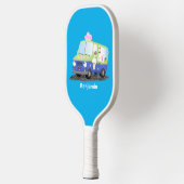 かわいいハッピークリームトラック漫画 ピックルボールラケット (左)