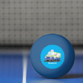 かわいいハッピークリームトラック漫画 卓球ボール (ネット)