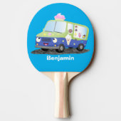 かわいいハッピークリームトラック漫画 卓球ラケット (裏面)