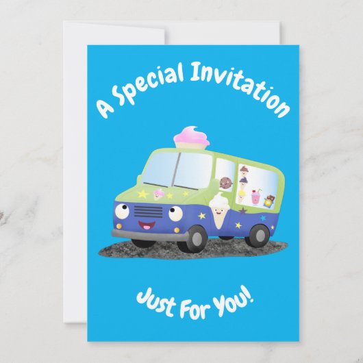 かわいいハッピークリームトラック漫画 招待状 (裏面)