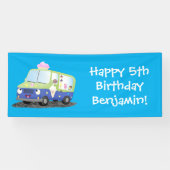 かわいいハッピークリームトラック漫画 横断幕 (横)