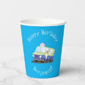 かわいいハッピークリームトラック漫画 紙コップ (裏面)