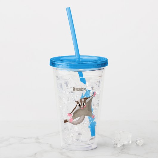 かわいいハッピーグライダー漫画イラストレーション アクリルタンブラー (アイス正面)