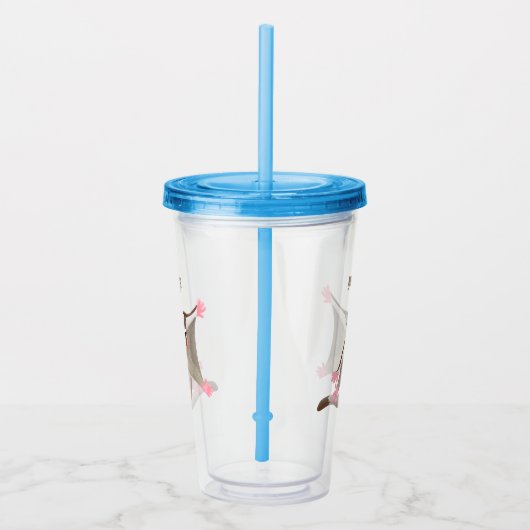 かわいいハッピーグライダー漫画イラストレーション アクリルタンブラー (右)