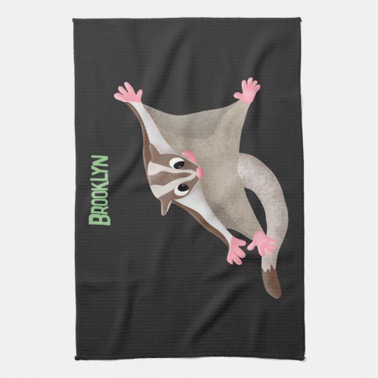 かわいいハッピーグライダー漫画イラストレーション キッチンタオル (縦)