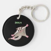 かわいいハッピーグライダー漫画イラストレーション キーホルダー (裏面)