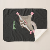 かわいいハッピーグライダー漫画イラストレーション シェルパブランケット (正面(横))