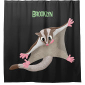 かわいいハッピーグライダー漫画イラストレーション シャワーカーテン (正面)