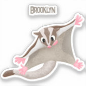 かわいいハッピーグライダー漫画イラストレーション シール (正面)