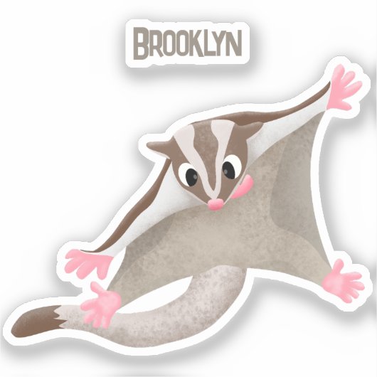 かわいいハッピーグライダー漫画イラストレーション シール (正面)