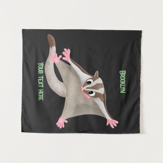 かわいいハッピーグライダー漫画イラストレーション タペストリー (正面(横))