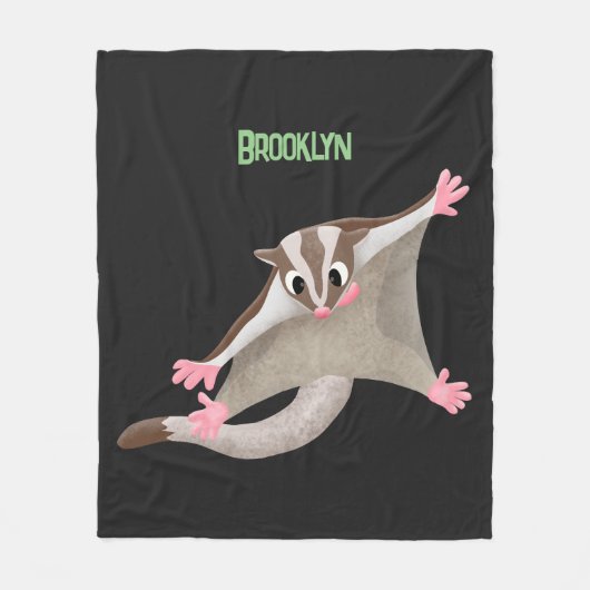 かわいいハッピーグライダー漫画イラストレーション フリースブランケット (正面)