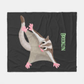 かわいいハッピーグライダー漫画イラストレーション フリースブランケット (正面(横))