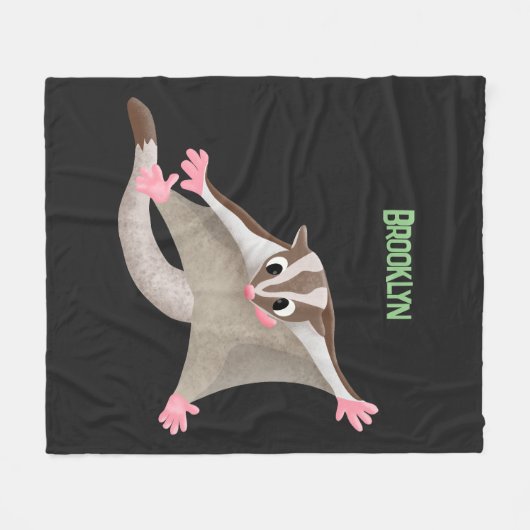 かわいいハッピーグライダー漫画イラストレーション フリースブランケット (正面(横))