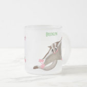 かわいいハッピーグライダー漫画イラストレーション フロストグラスマグカップ (正面右)