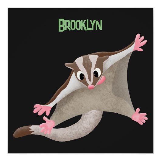 かわいいハッピーグライダー漫画イラストレーション ポスター (正面)