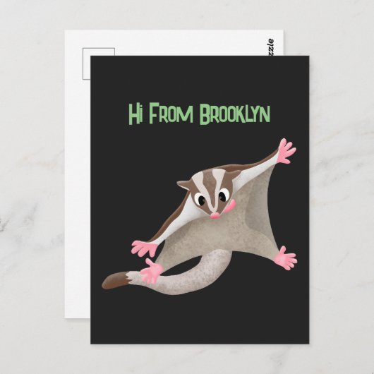 かわいいハッピーグライダー漫画イラストレーション ポストカード (正面/裏面)