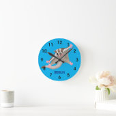 かわいいハッピーグライダー漫画イラストレーション ラウンド壁時計 (ホーム)