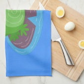 かわいいハッピーグリーンカエル漫画イラストレーション キッチンタオル (四つ折り)