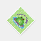 かわいいハッピーグリーンカエル漫画イラストレーション スタンダードカクテルナプキン (角)