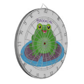 かわいいハッピーグリーンカエル漫画イラストレーション ダーツボード (正面左)