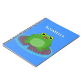 かわいいハッピーグリーンカエル漫画イラストレーション ノートブック (左側)