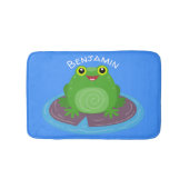 かわいいハッピーグリーンカエル漫画イラストレーション バスマット (正面)