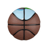 かわいいハッピーグリーンカエル漫画イラストレーション ミニバスケットボール (右)