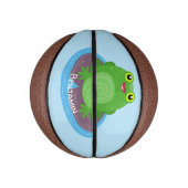 かわいいハッピーグリーンカエル漫画イラストレーション ミニバスケットボール (縦)