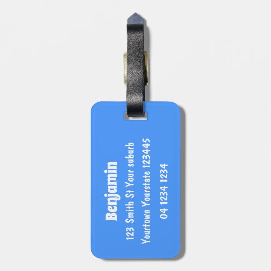 かわいいハッピーグリーンカエル漫画イラストレーション ラゲッジタグ (裏面縦)