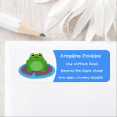 かわいいハッピーグリーンカエル漫画イラストレーション ラベル (インサイチュ)