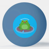 かわいいハッピーグリーンカエル漫画イラストレーション 卓球ボール (裏面)