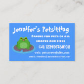 かわいいハッピーグリーンカエル漫画イラストレーション 名刺 (正面)