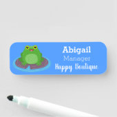かわいいハッピーグリーンカエル漫画イラストレーション 名札 (インサイチュ)