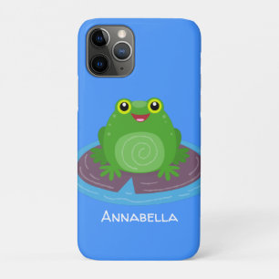 かわいいハッピーグリーンカエル漫画イラストレーション iPhone 11 PROケース