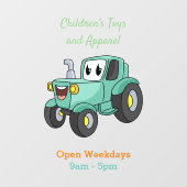 かわいいハッピーグリーントラクター漫画 ウィンドウサイン (シート)