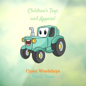 かわいいハッピーグリーントラクター漫画 ウィンドウサイン (シート3)