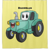 かわいいハッピーグリーントラクター漫画 シャワーカーテン (正面)