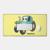 かわいいハッピーグリーントラクター漫画 デスクマット (キーボード&マウス)