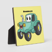 かわいいハッピーグリーントラクター漫画 フォトプラーク (正面)