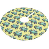 かわいいハッピーグリーントラクター漫画 ブラッシュドポリエステルツリースカート (アングル)