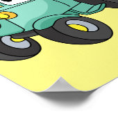 かわいいハッピーグリーントラクター漫画 ポスター (角)