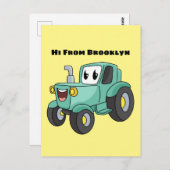 かわいいハッピーグリーントラクター漫画 ポストカード (正面/裏面)