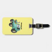 かわいいハッピーグリーントラクター漫画 ラゲッジタグ (正面横)