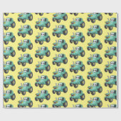 かわいいハッピーグリーントラクター漫画 ラッピングペーパー (フラット)