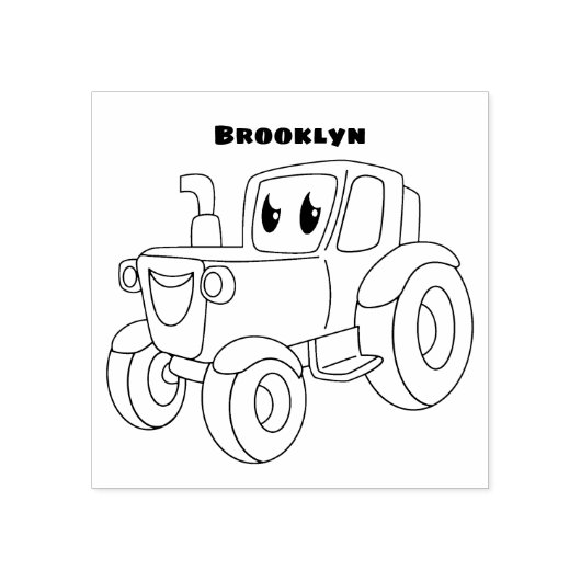 かわいいハッピーグリーントラクター漫画 ラバースタンプ (インプリント)