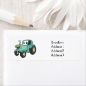 かわいいハッピーグリーントラクター漫画 ラベル (インサイチュ)