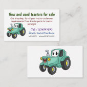 かわいいハッピーグリーントラクター漫画 名刺 (正面/裏面)