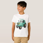 かわいいハッピーグリーントラクター漫画 Tシャツ (正面フル)